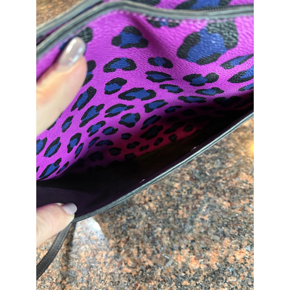 Vera Bradley Faux Leather Crossbody Purple Black Blue Cheetah Print - Picture 4 of 11
